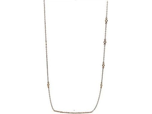 18K Yellow Gold Station Necklace with Mini Circle Accents